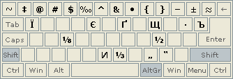 З націснутымі клавішамі AltGr і Shift